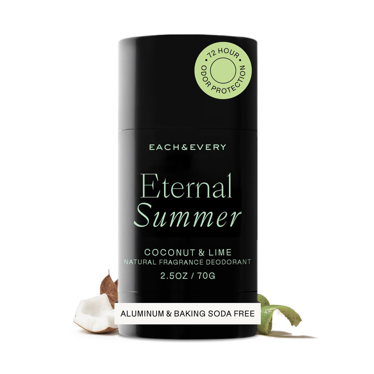 Each & Every Natural Deodorant Coconut & Lime front view with packaging
