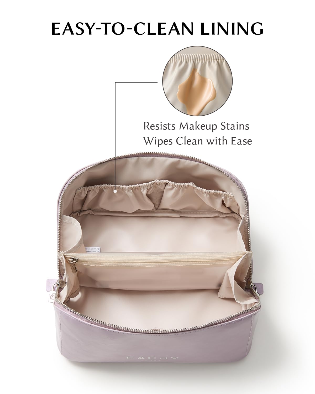EACHY Large Capacity Travel Makeup Bag flat design open