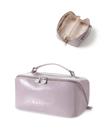 EACHY Large Capacity Travel Makeup Bag front view in purple
