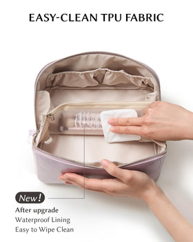 EACHY makeup bag with clear waterproof TPU compartment