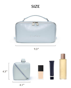 EACHY makeup bag with toiletries and cosmetics inside