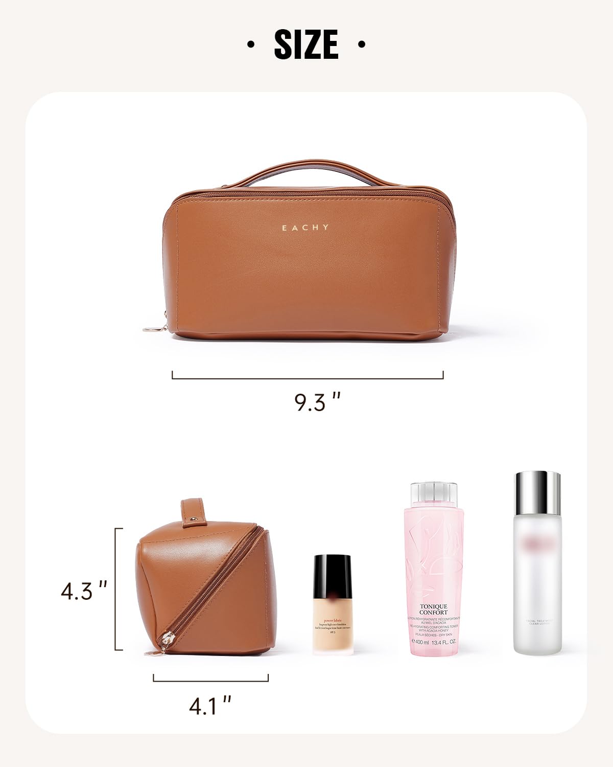 EACHY Travel Makeup Bag brown in suitcase for travel