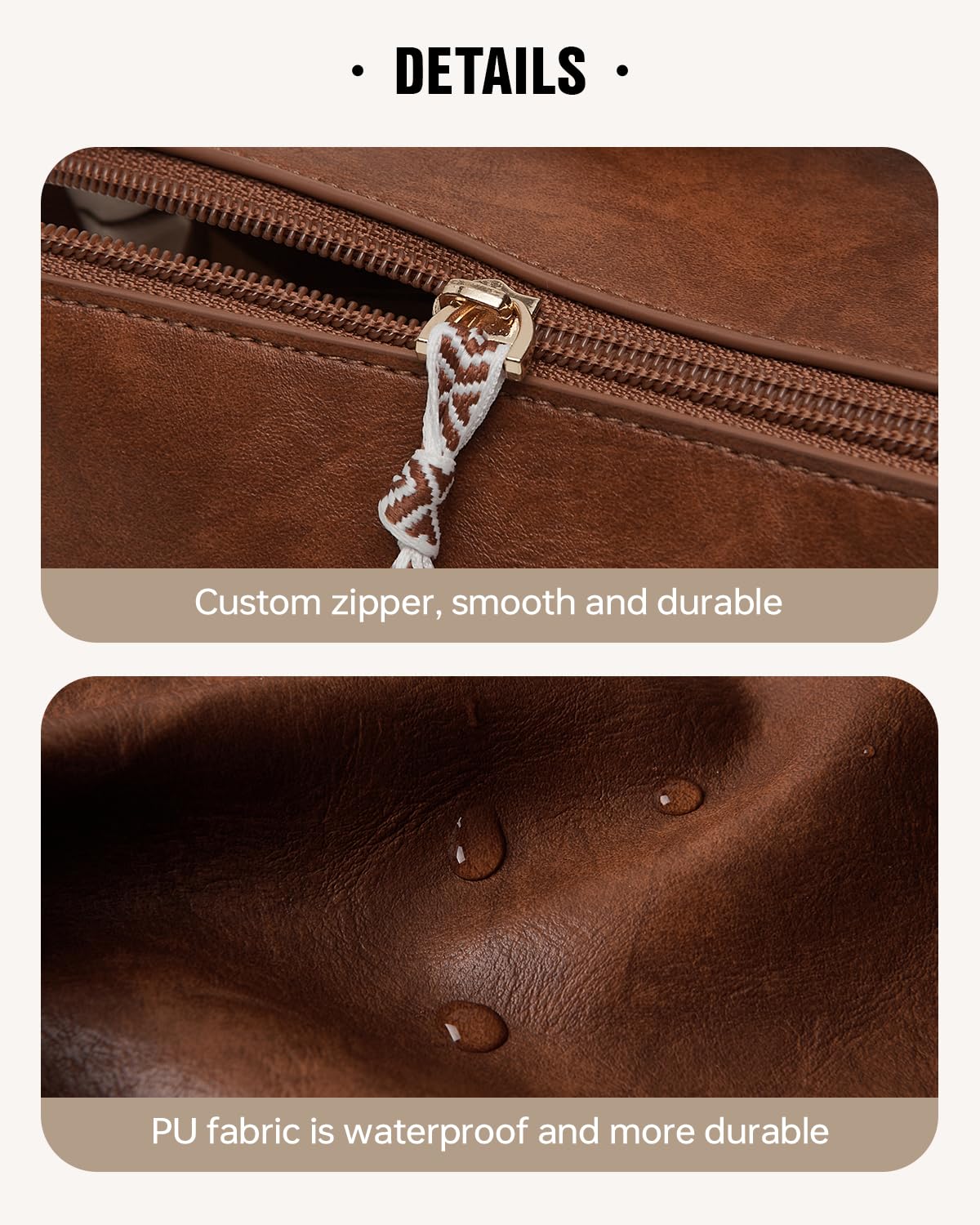 EACHY Travel Makeup Bag brown texture close-up