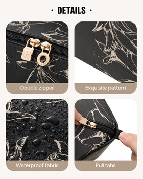 EACHY Travel Makeup Bag flat-lay opening with cosmetics