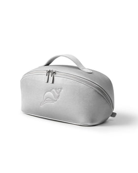 EACHY Travel Makeup Bag flat open view in silver