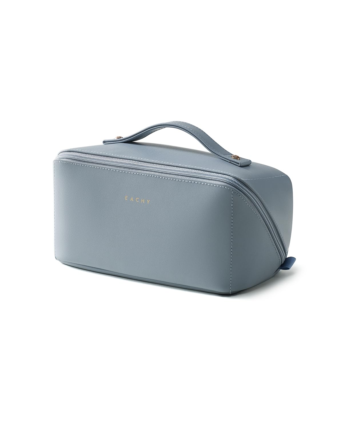 EACHY Travel Makeup Bag for Women in blue, front view