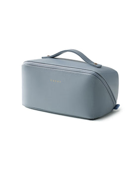 EACHY Travel Makeup Bag for Women in blue, front view
