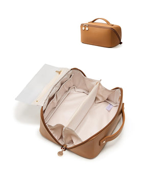 EACHY Travel Makeup Bag front view in brown