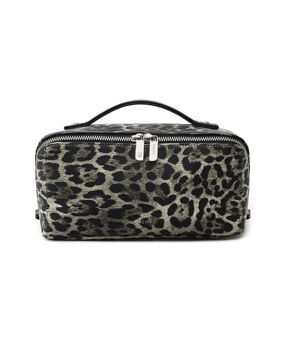EACHY Travel Makeup Bag front view in leopard print