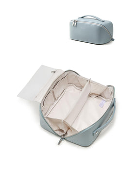 EACHY Travel Makeup Bag gray blue front view