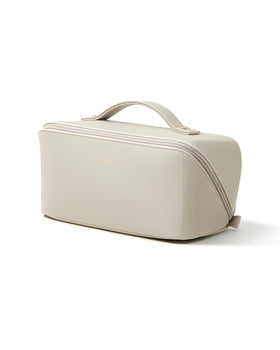 EACHY Travel Makeup Bag gray front view with inner pockets