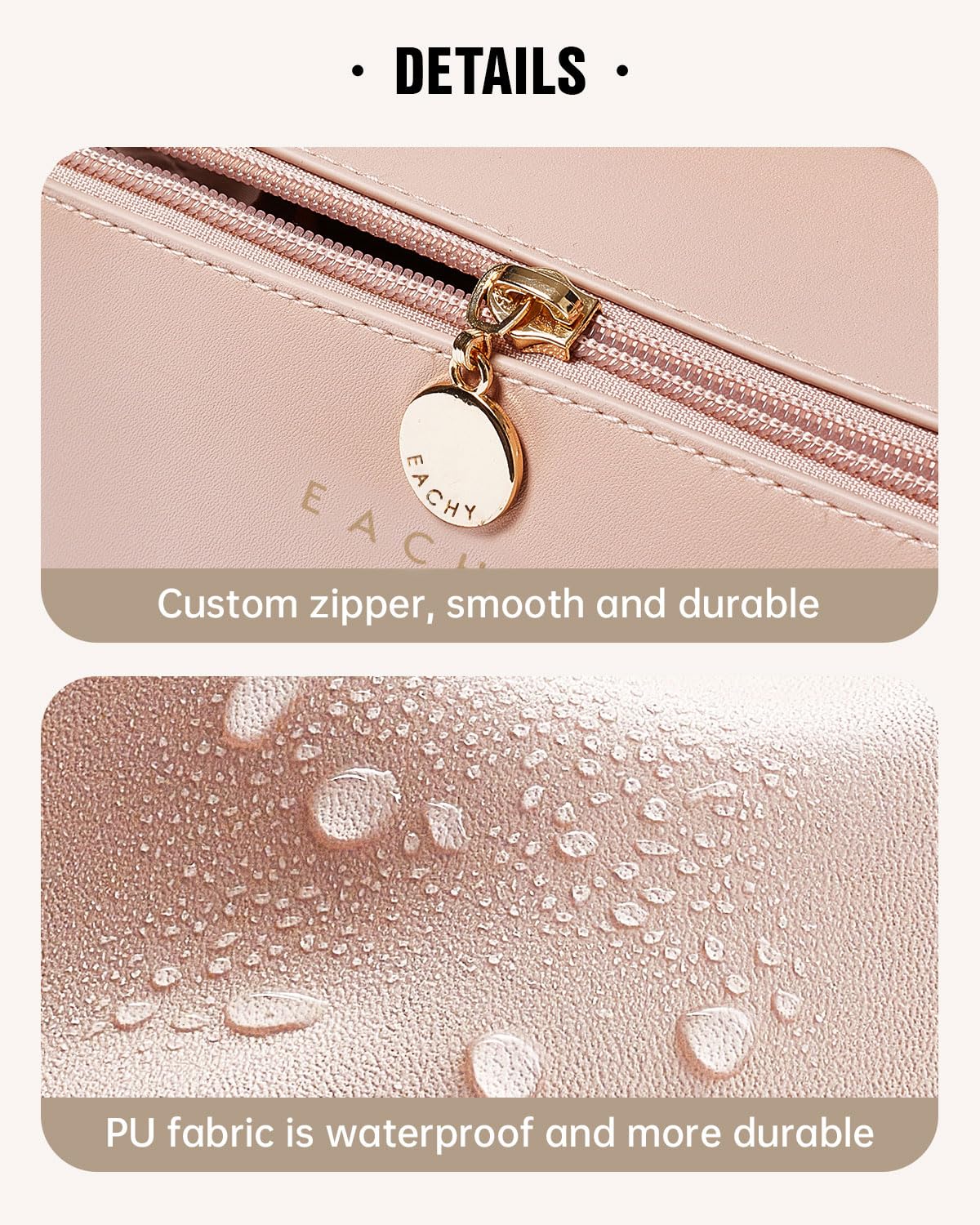 EACHY Travel Makeup Bag in a travel setting