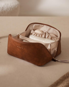 EACHY Travel Makeup Bag in a travel setting