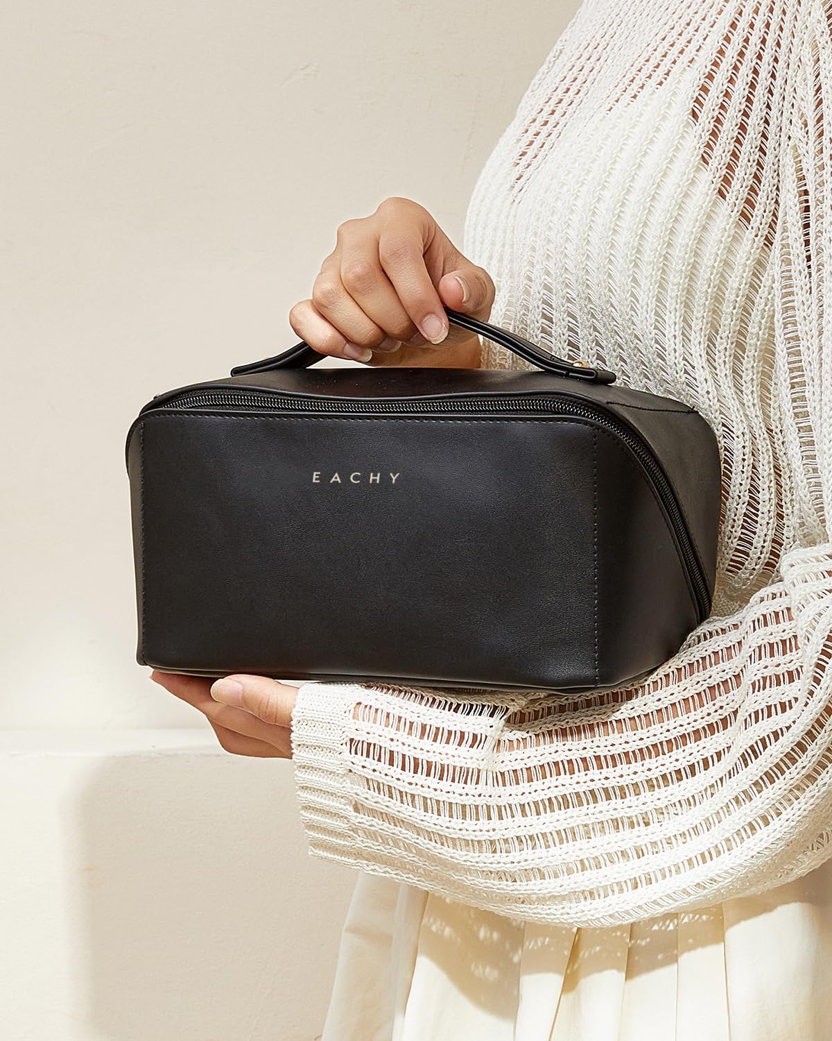EACHY Travel Makeup Bag in suitcase during travel