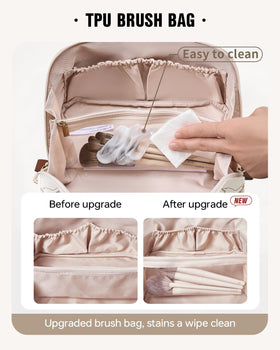 EACHY Travel Makeup Bag in use, showcasing daily beauty routine