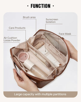 EACHY Travel Makeup Bag interior showing large capacity