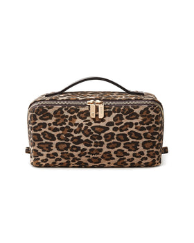 EACHY Travel Makeup Bag leopard print front view
