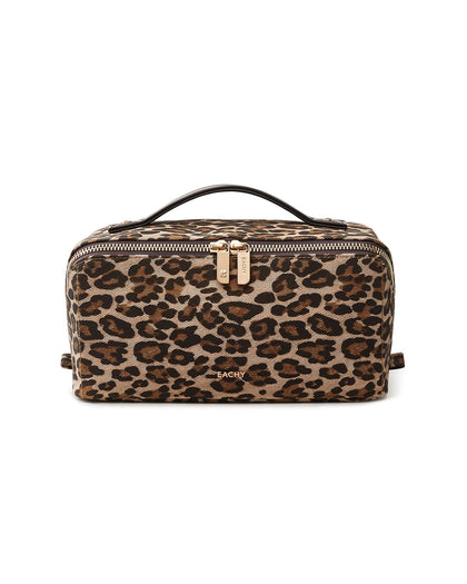 EACHY Travel Makeup Bag leopard print front view