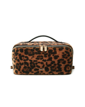 EACHY Travel Makeup Bag leopard print front view