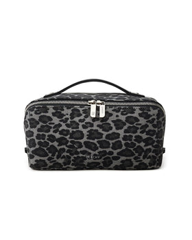 EACHY Travel Makeup Bag leopard print front view