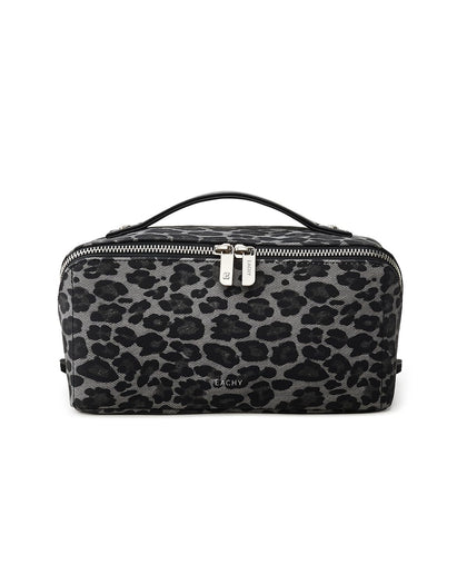 EACHY Travel Makeup Bag leopard print front view