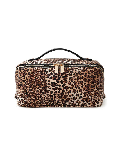 EACHY Travel Makeup Bag Leopard Print front view
