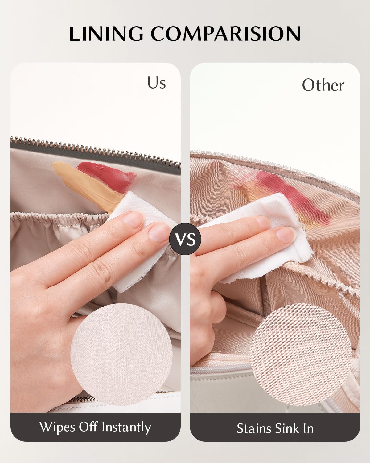 EACHY Travel Makeup Bag lifestyle scene on a vanity