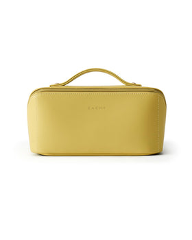EACHY Travel Makeup Bag Medium Green lifestyle scene on a bathroom counter