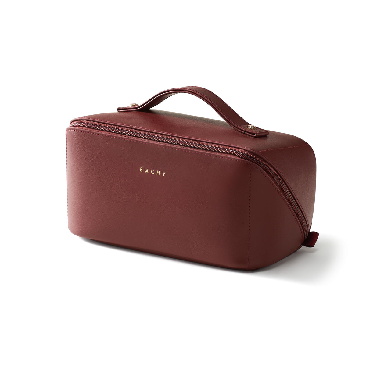 EACHY Travel Makeup Bag Medium Red front view with inner pockets