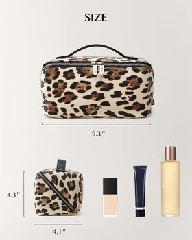 EACHY Travel Makeup Bag opened showing internal compartments