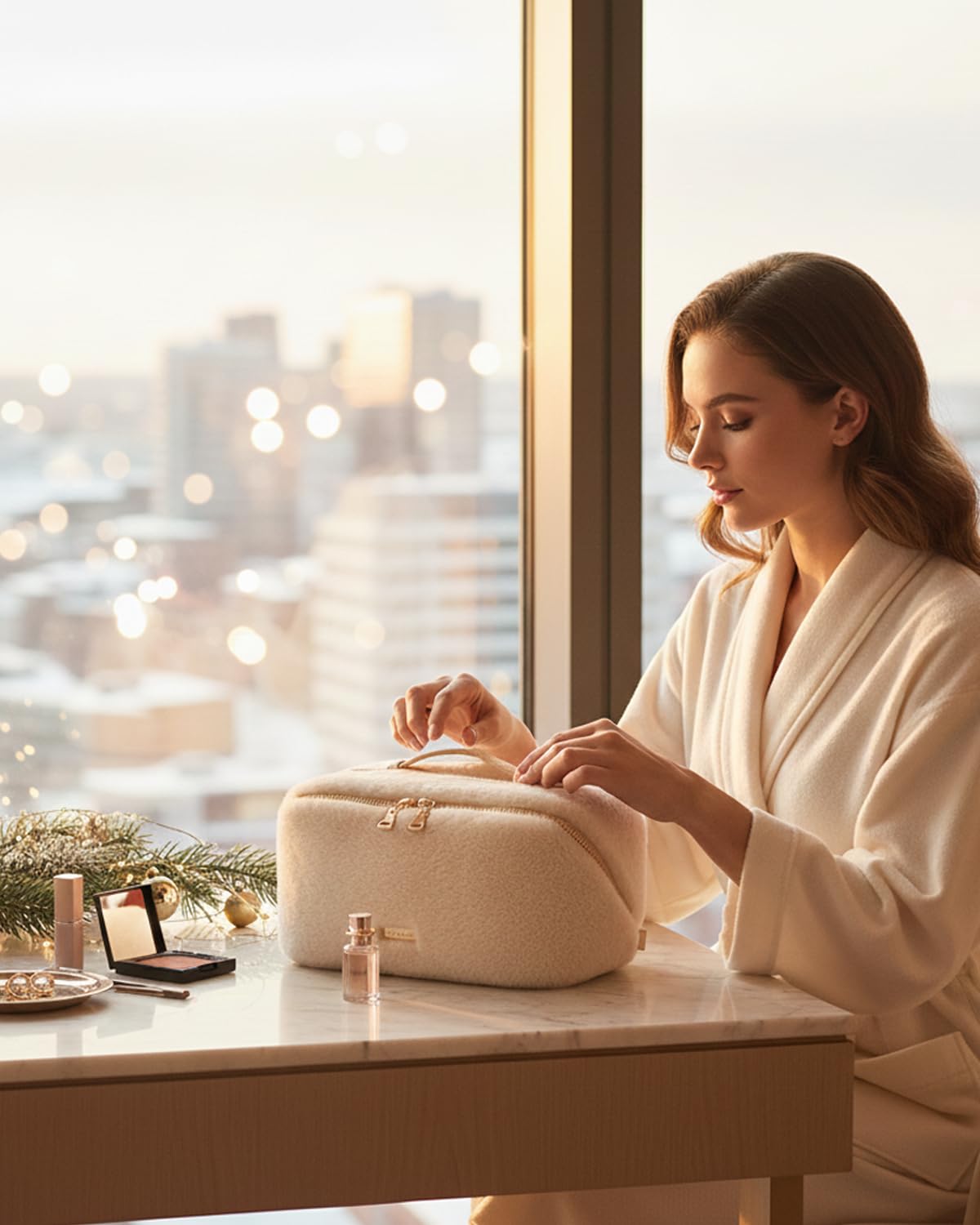 EACHY Travel Makeup Bag packaging with air cushion