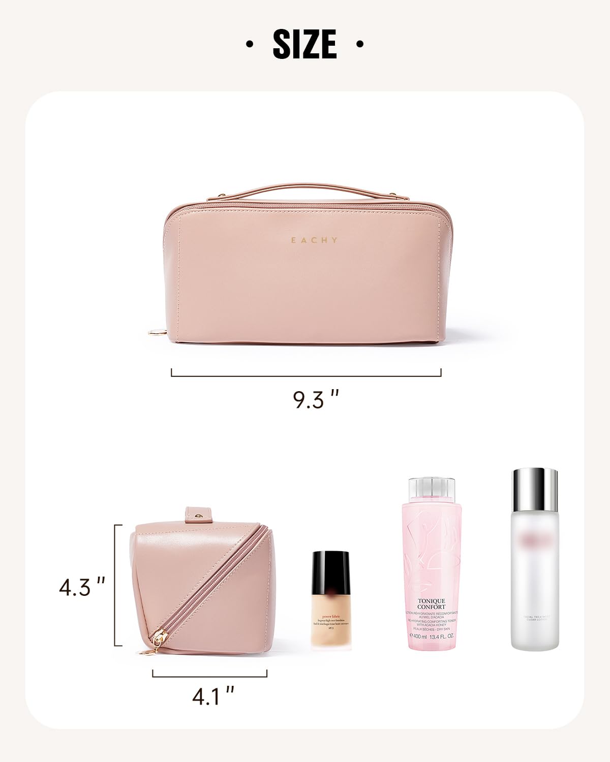 EACHY Travel Makeup Bag packaging with bubble padding