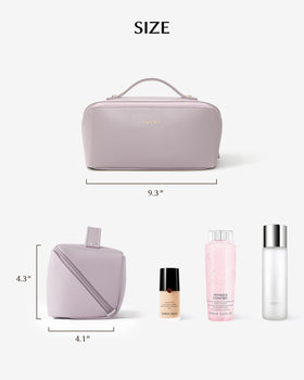EACHY Travel Makeup Bag purple medium with makeup brushes compartment