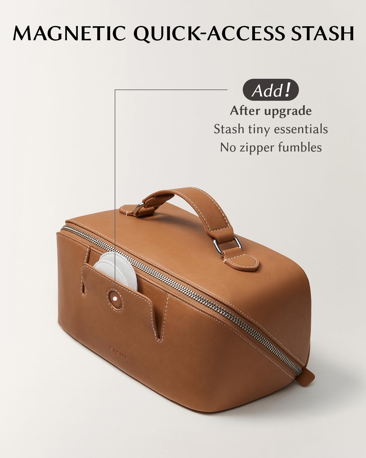 EACHY Travel Makeup Bag side view showcasing design