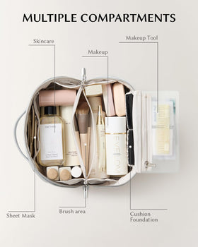 EACHY Travel Makeup Bag side view showing zipper