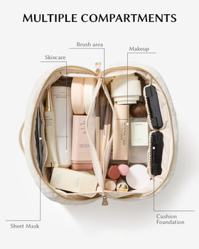 EACHY Travel Makeup Bag side view with zip closure