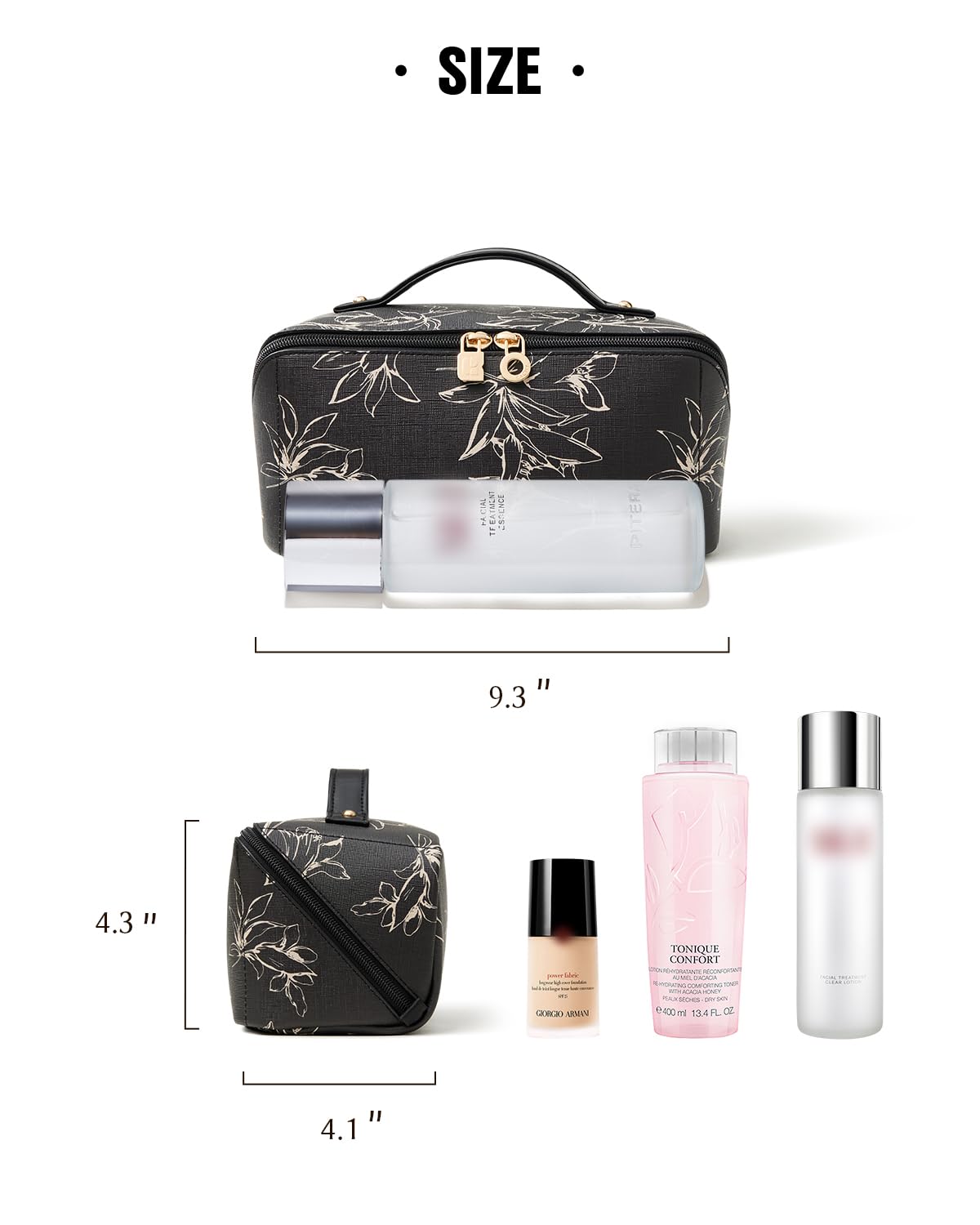 EACHY Travel Makeup Bag waterproof textured PU leather