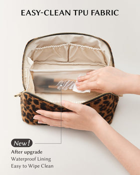 EACHY Travel Makeup Bag wide-open design showcasing compartments