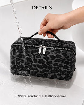 EACHY Travel Makeup Bag wide-open showing compartments