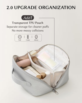 EACHY Travel Makeup Bag with cosmetics inside