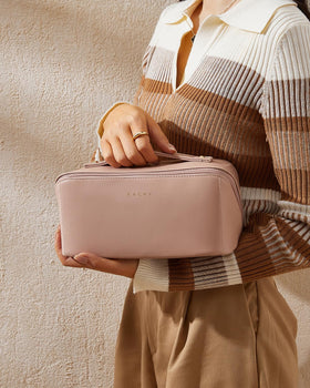 EACHY Travel Makeup Bag with cosmetics inside