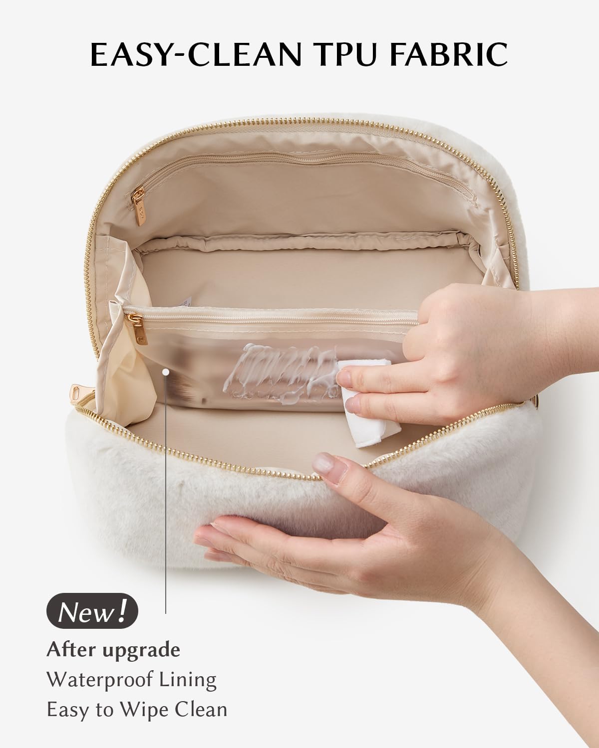 EACHY Travel Makeup Bag with makeup brushes visible