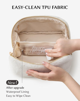 EACHY Travel Makeup Bag with makeup brushes visible