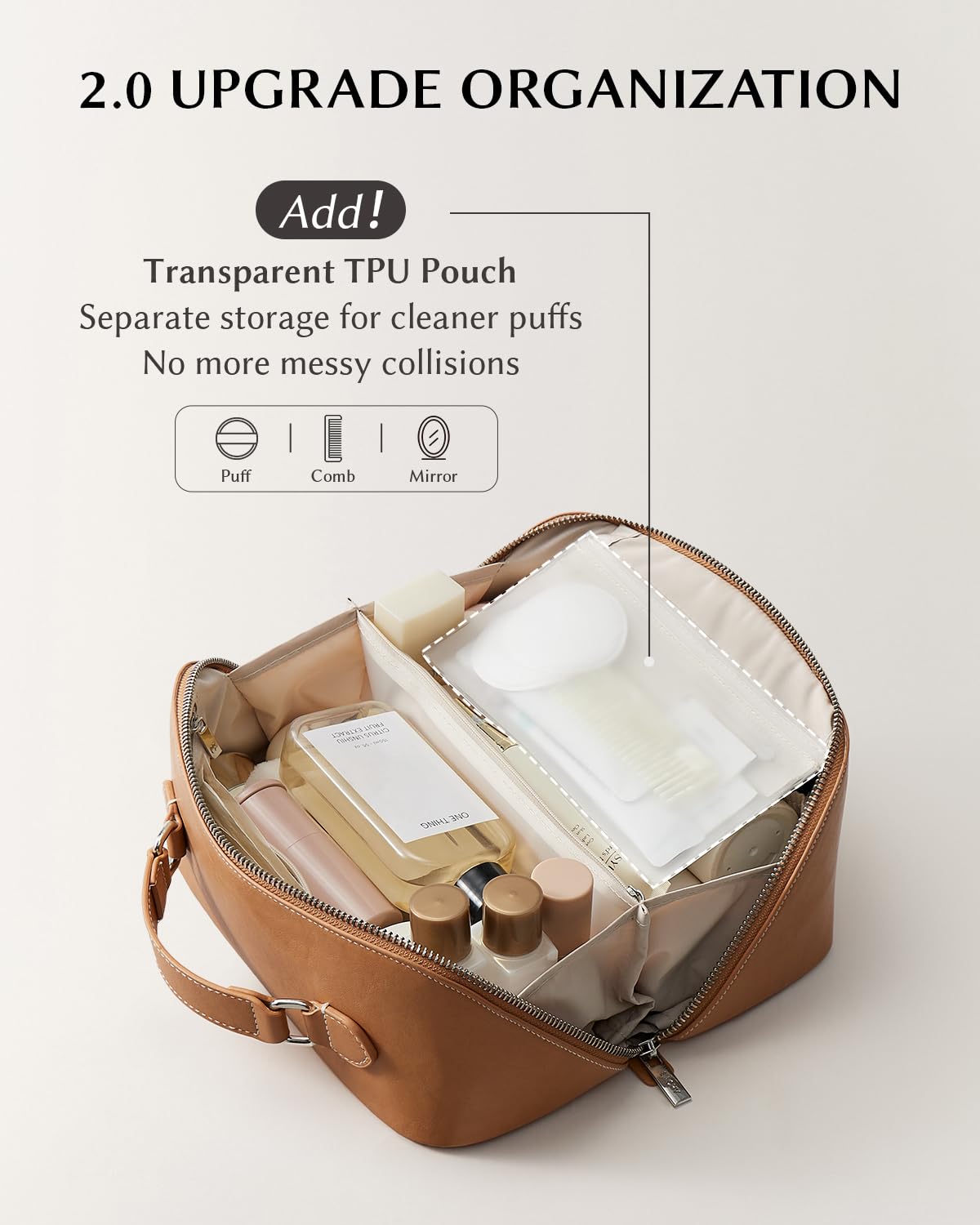 EACHY Travel Makeup Bag with waterproof brush holder