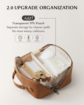 EACHY Travel Makeup Bag with waterproof brush holder