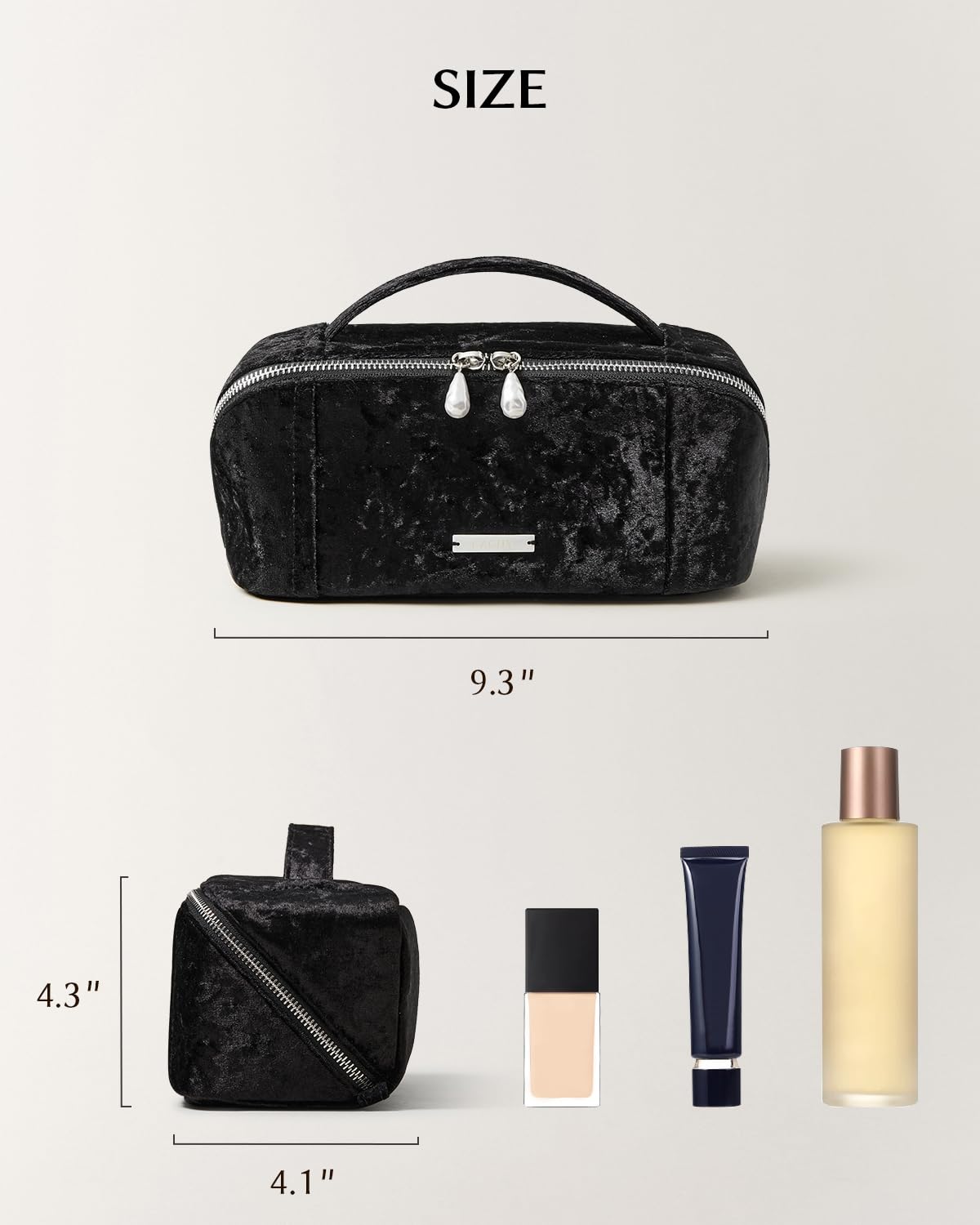 EACHY Velvet Makeup Bag packaging with protective cushion