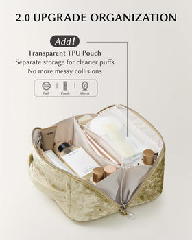 EACHY Velvet Travel Makeup Bag flat open displaying brushes