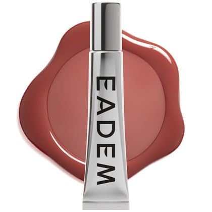 EADEM Tinted Lip Balm Burnt Malai front view with glossy finish