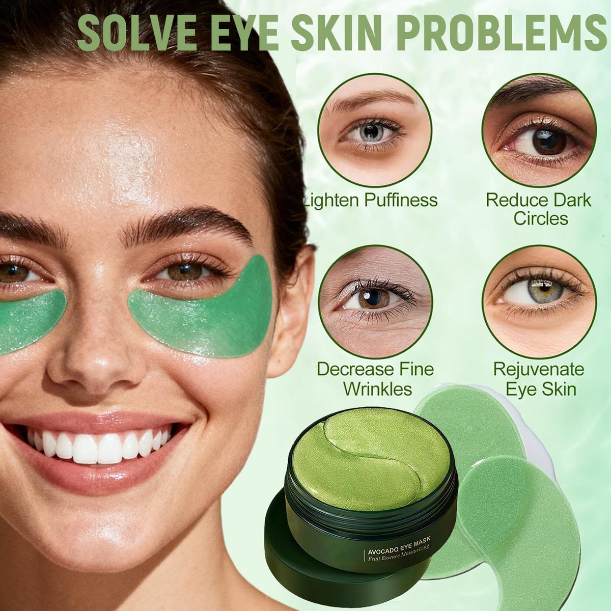 Eakroo Avocado Eye Mask application on under eyes