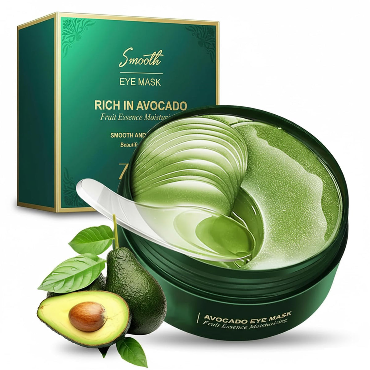 Eakroo Avocado Eye Mask jar front view with 60 pcs